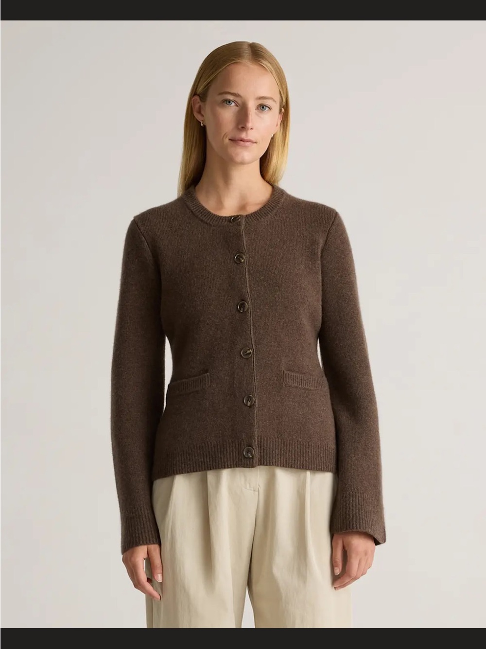 Quince Mongolian cashmere structured cardigan brown
